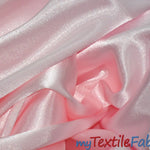 Load image into Gallery viewer, Stretch Charmeuse Satin Fabric | Soft Silky Satin Fabric | 96% Polyester 4% Spandex | Multiple Colors | Sample Swatch | Fabric mytextilefabric Pink 
