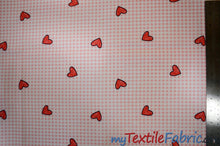 Load image into Gallery viewer, Valentine Heart Gingham Cotton Fabric by the Yard My Textile Fabric Pink 