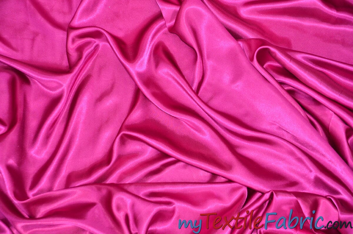 Stretch Charmeuse Satin Fabric | Soft Silky Satin Fabric | 96% Polyester 4% Spandex | Multiple Colors | Wholesale Bolt | Fabric mytextilefabric Hot Pink 