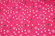 Load image into Gallery viewer, Bandana Cotton Print | Bandanna Fabric | 58/60&quot; Wide | Multiple Colors | Fabric mytextilefabric Yards Fuchsia 