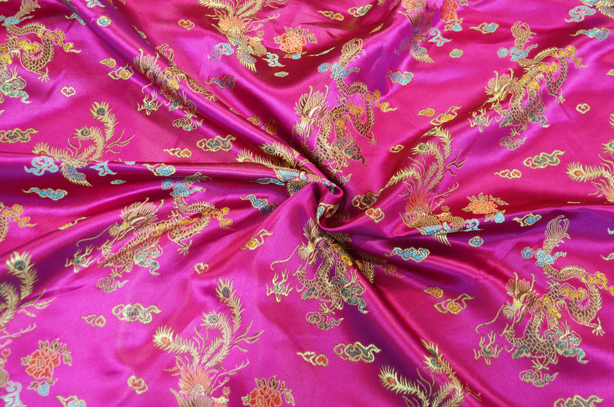 Dragon Brocade | Chinese Dragon Brocade | 45" Wide | Chinese Brocade Fabric | Fabric mytextilefabric Yards Fuchsia 