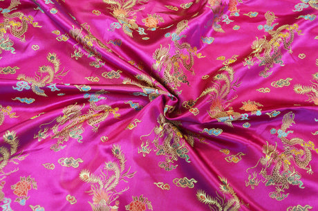 Dragon Brocade | Chinese Dragon Brocade | 45" Wide | Chinese Brocade Fabric | Fabric mytextilefabric Yards Fuchsia 