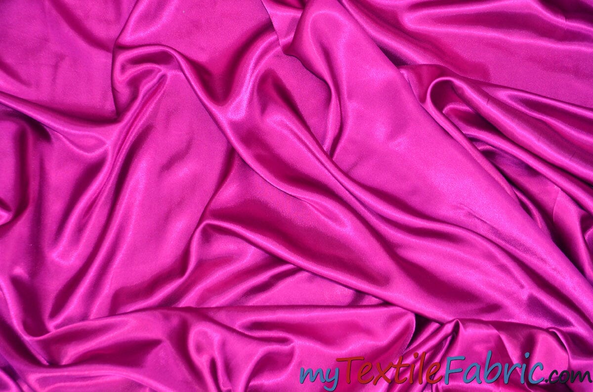 Stretch Charmeuse Satin Fabric | Soft Silky Satin Fabric | 96% Polyester 4% Spandex | Multiple Colors | Wholesale Bolt | Fabric mytextilefabric Fuchsia 