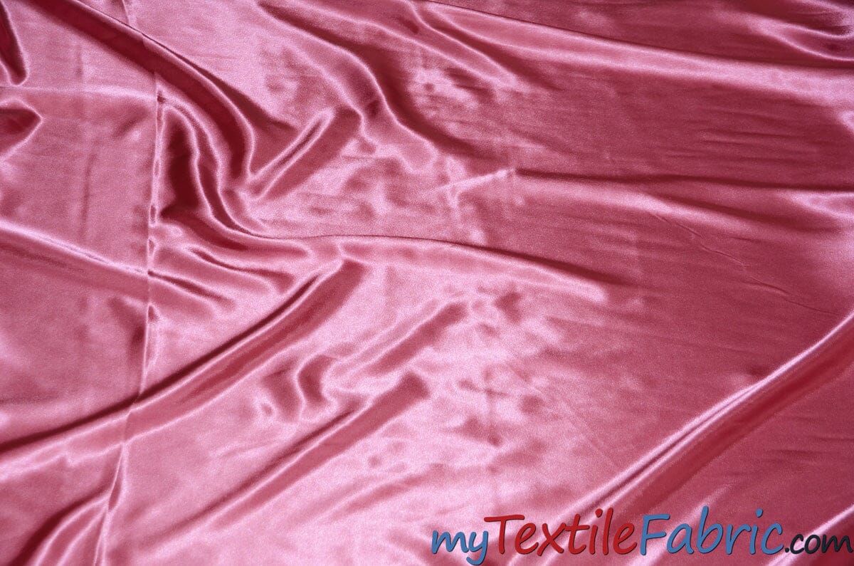 Stretch Charmeuse Satin Fabric | Soft Silky Satin Fabric | 96% Polyester 4% Spandex | Multiple Colors | Wholesale Bolt | Fabric mytextilefabric Dusty Rose 