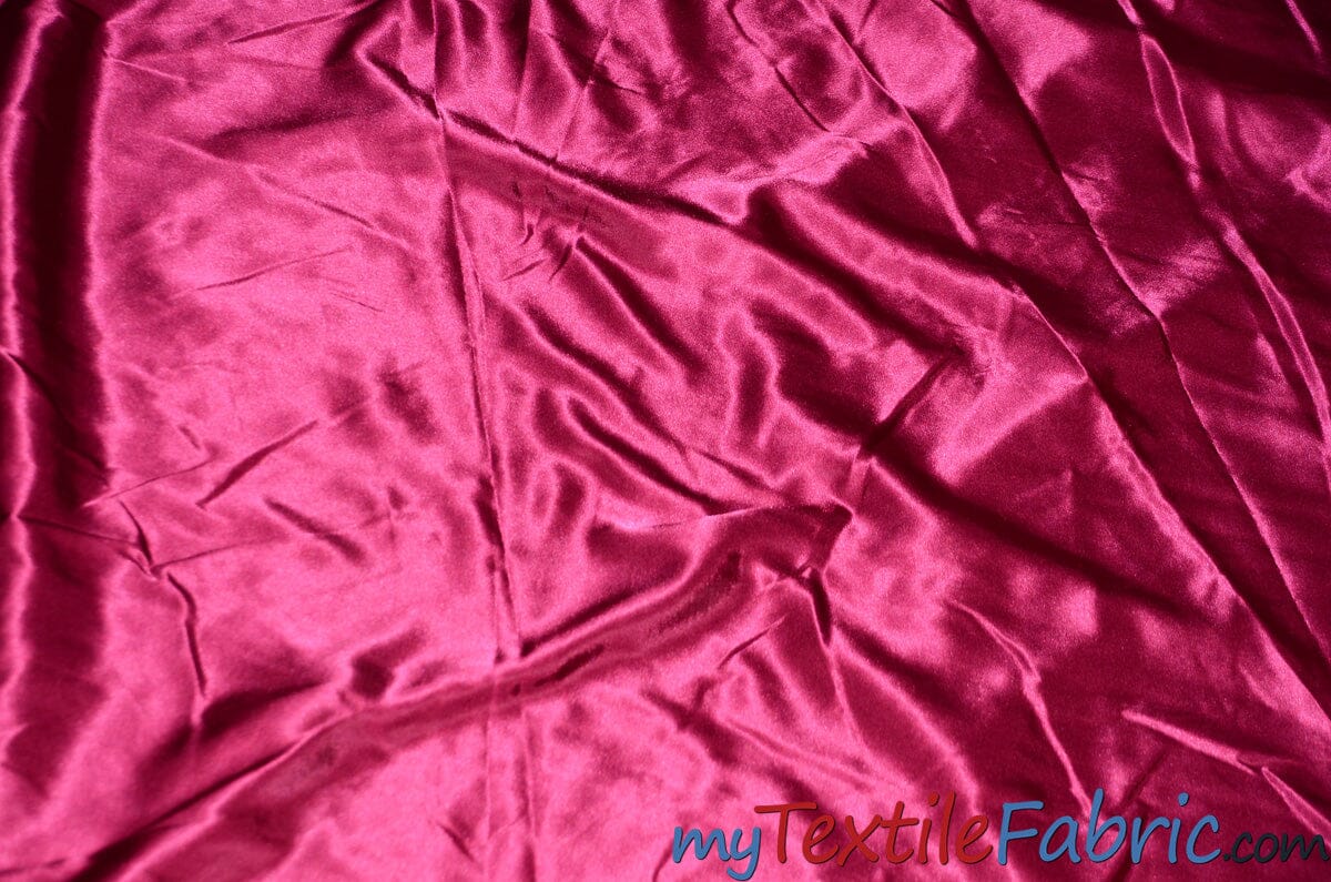 Stretch Charmeuse Satin Fabric | Soft Silky Satin Fabric | 96% Polyester 4% Spandex | Multiple Colors | Continuous Yards | Fabric mytextilefabric Dark Fuchsia 