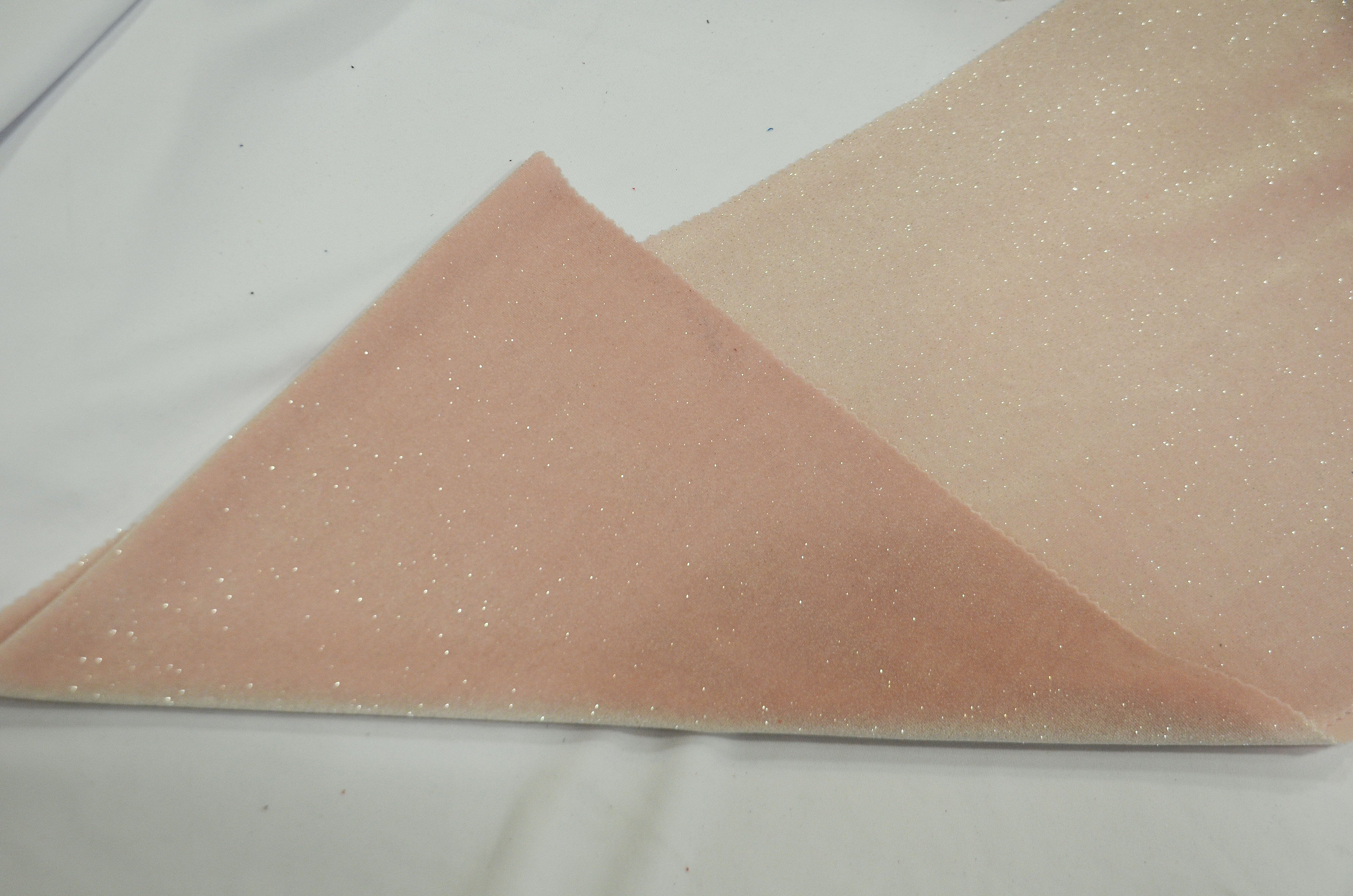 Glitter Stretch Velvet | Sparkling Glitter on Plush Spandex Velvet | 60" Wide | Multiple Colors | My Textile Fabric Yards Blush Pink 