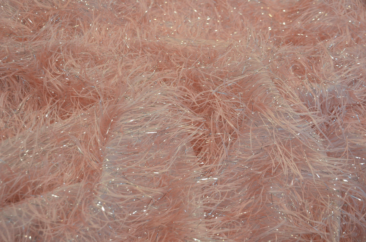 Blush Pink Shaggy Brocade | Blush Pink Metallic Eyelash Fabric | Pink Uragiri Lame | Non Stretch Lurex for Costume, Cosplay Top Dress, Apparel Fabric Fabric mytextilefabric 