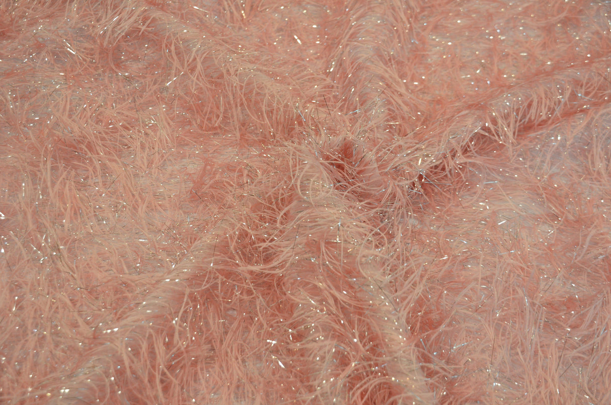 Blush Pink Shaggy Brocade | Blush Pink Metallic Eyelash Fabric | Pink Uragiri Lame | Non Stretch Lurex for Costume, Cosplay Top Dress, Apparel Fabric Fabric mytextilefabric 