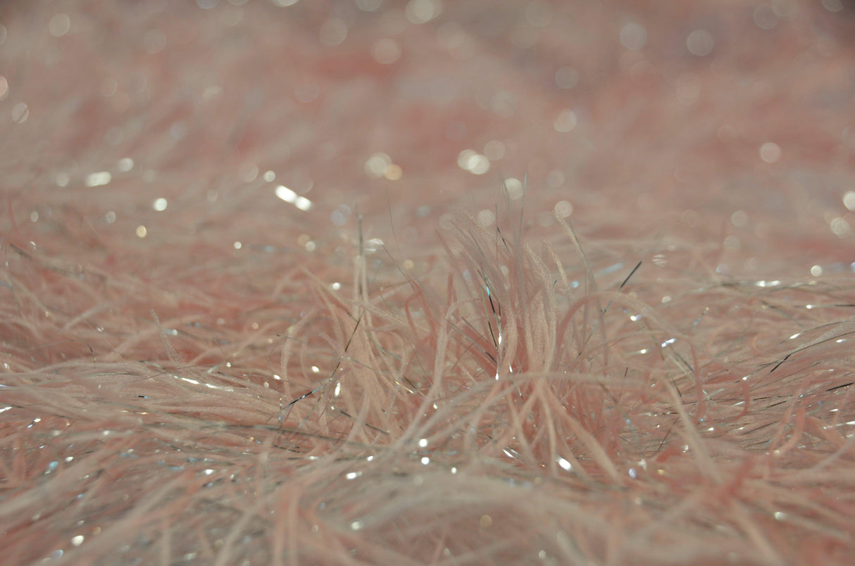 Blush Pink Shaggy Brocade | Blush Pink Metallic Eyelash Fabric | Pink Uragiri Lame | Non Stretch Lurex for Costume, Cosplay Top Dress, Apparel Fabric Fabric mytextilefabric 