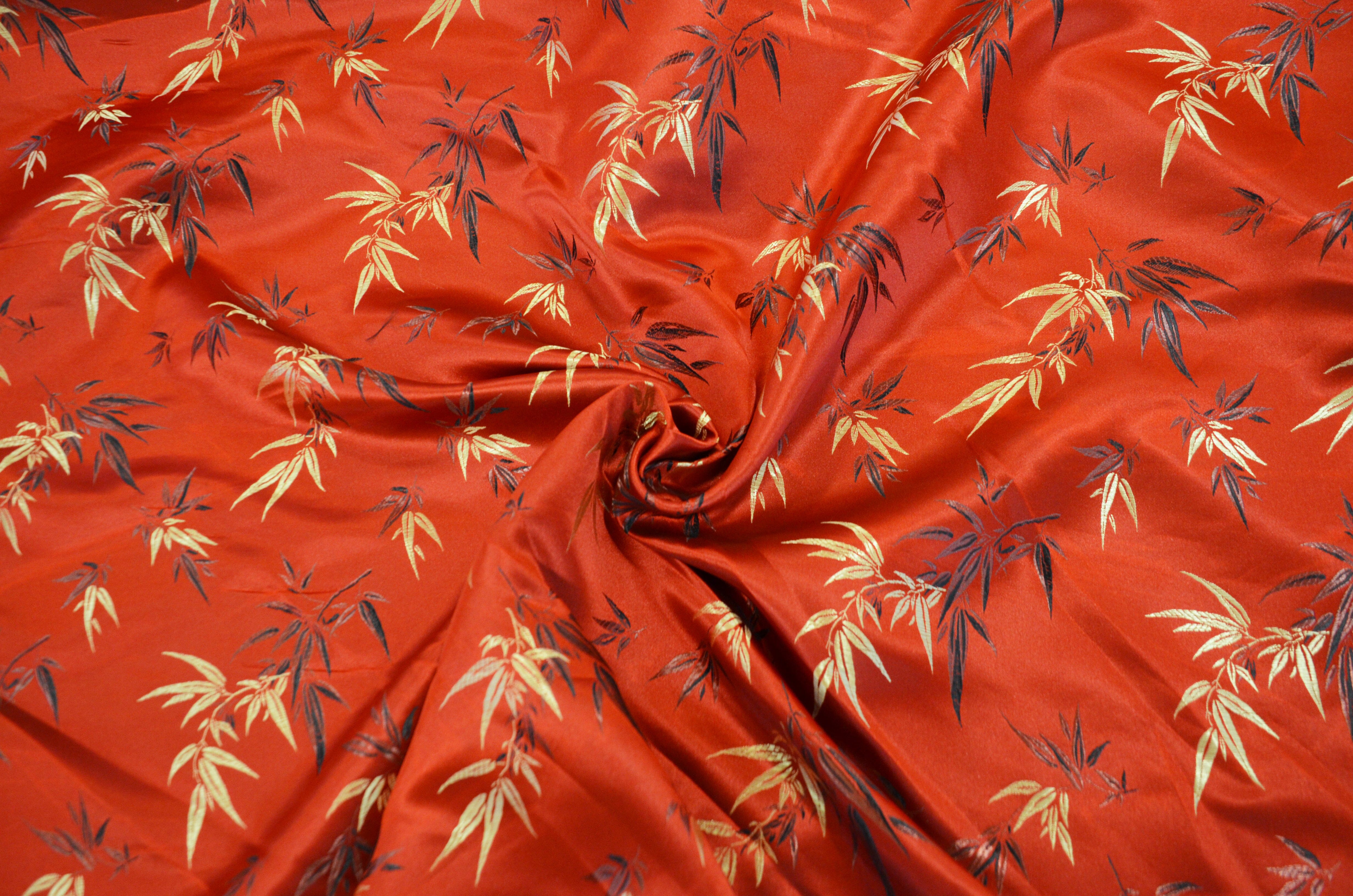 Oriental Bamboo Brocade | Chinese Bamboo Brocade | 45" Wide | Chinese Brocade Fabric | Fabric mytextilefabric Yards Red 