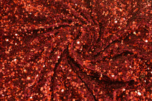 Load image into Gallery viewer, Sequins Stretch Velvet | Sequins on Plush Spandex Velvet | 60&quot; Wide | Multiple Colors | My Textile Fabric Yards Red 