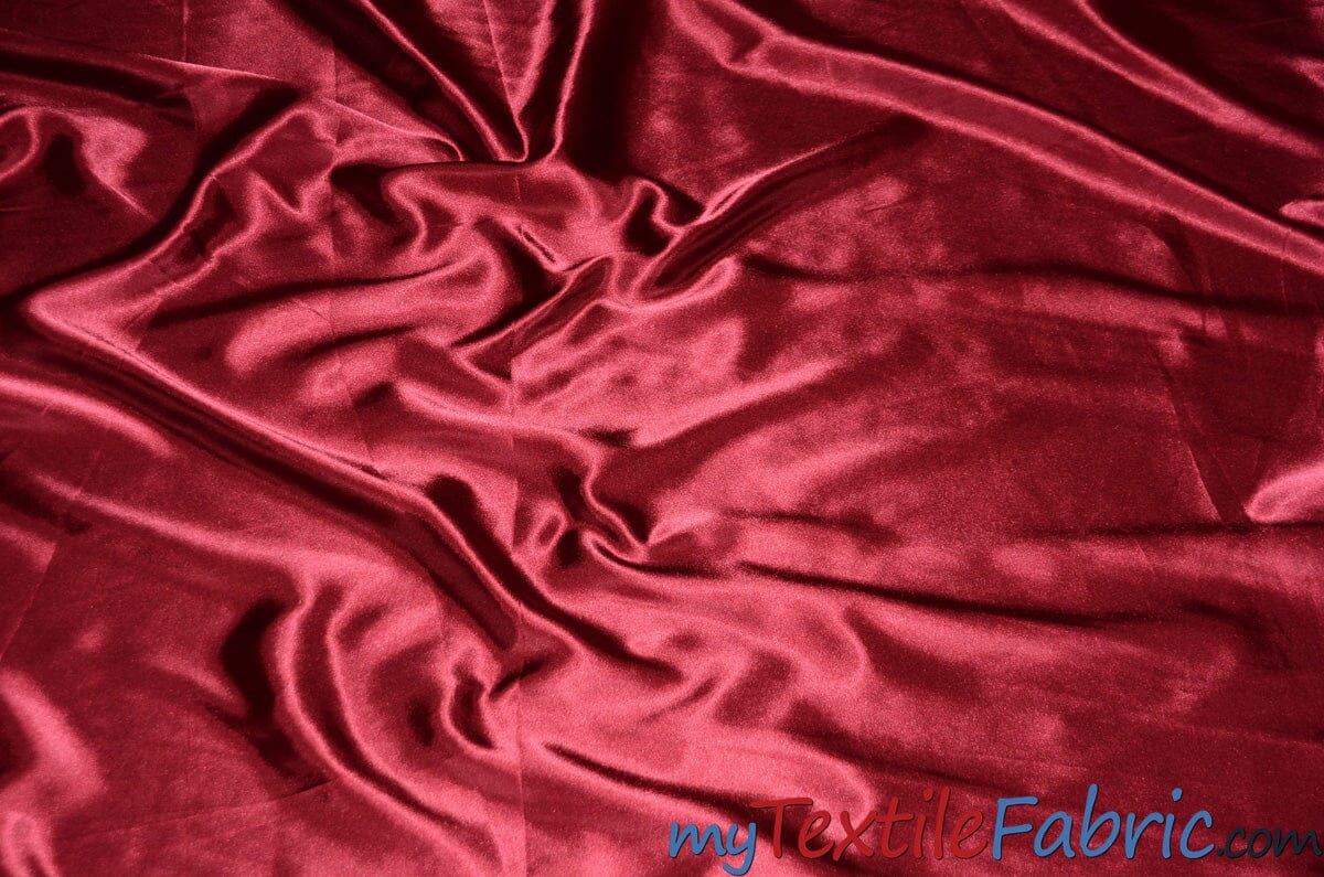Stretch Charmeuse Satin Fabric | Soft Silky Satin Fabric | 96% Polyester 4% Spandex | Multiple Colors | Wholesale Bolt | Fabric mytextilefabric Cranberry 