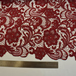 Load image into Gallery viewer, Guipure Bridal Lace Fabric | Heavy Double Scalloped Lace | 49&quot; Wide | Multiple Colors | Fabric mytextilefabric 3&quot;x3&quot; Sample Swatch Burgundy 
