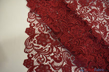Load image into Gallery viewer, Guipure Bridal Lace Fabric | Heavy Double Scalloped Lace | 49&quot; Wide | Multiple Colors | Fabric mytextilefabric Yards Burgundy 