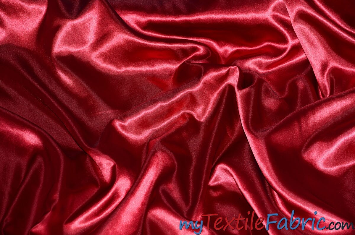 Stretch Charmeuse Satin Fabric | Soft Silky Satin Fabric | 96% Polyester 4% Spandex | Multiple Colors | Sample Swatch | Fabric mytextilefabric Dark Red 