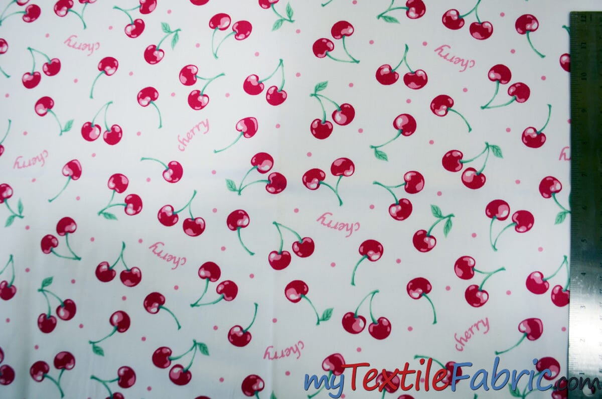 Red Cherry Cotton Fabric | 100% Cotton Print | 60" Wide | Fabric mytextilefabric 