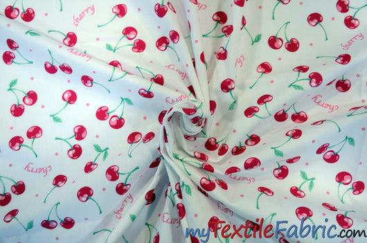 Red Cherry Cotton Fabric | 100% Cotton Print | 60