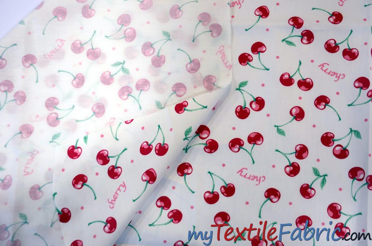 Red Cherry Cotton Fabric | 100% Cotton Print | 60" Wide | Fabric mytextilefabric 