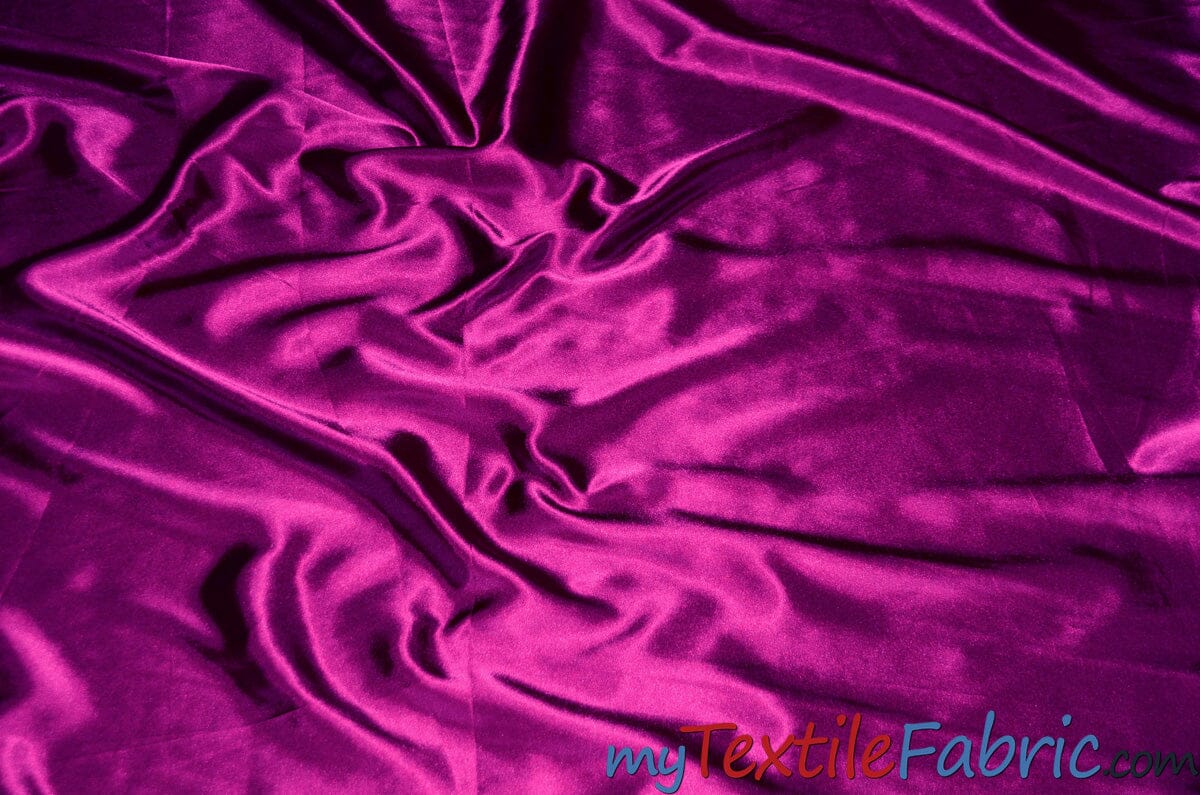 Stretch Charmeuse Satin Fabric | Soft Silky Satin Fabric | 96% Polyester 4% Spandex | Multiple Colors | Sample Swatch | Fabric mytextilefabric Raspberry 