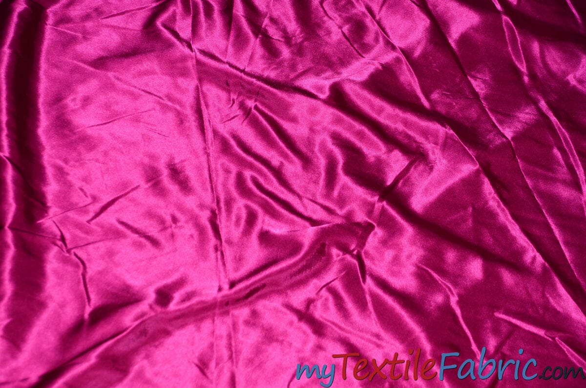 Stretch Charmeuse Satin Fabric | Soft Silky Satin Fabric | 96% Polyester 4% Spandex | Multiple Colors | Wholesale Bolt | Fabric mytextilefabric Magenta 
