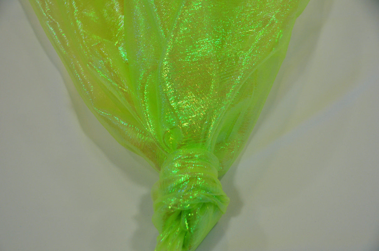 Crush Iridescent Organza Fabric | Crush Pearl Organza | 40" Wide | Crush Holographic Organza Fabric | Costume, Decoration, Apparel, Cosplay, Dance Wear Fabric mytextilefabric Yards Lime 