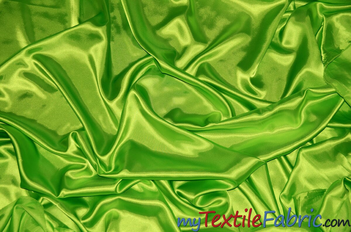 Stretch Charmeuse Satin Fabric | Soft Silky Satin Fabric | 96% Polyester 4% Spandex | Multiple Colors | Wholesale Bolt | Fabric mytextilefabric Lime 