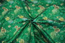 Load image into Gallery viewer, Oriental Floral Brocade | Chinese Flower Brocade | 45&quot; Wide | Chinese Brocade Fabric | Fabric mytextilefabric Yards Flag Green 