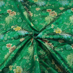 Load image into Gallery viewer, Oriental Floral Brocade | Chinese Flower Brocade | 45&quot; Wide | Chinese Brocade Fabric | Fabric mytextilefabric Yards Flag Green 
