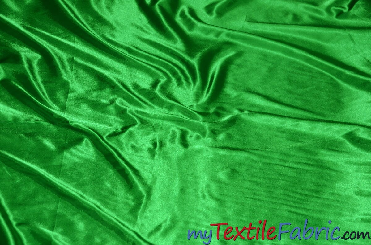 Stretch Charmeuse Satin Fabric | Soft Silky Satin Fabric | 96% Polyester 4% Spandex | Multiple Colors | Wholesale Bolt | Fabric mytextilefabric Flag Green 
