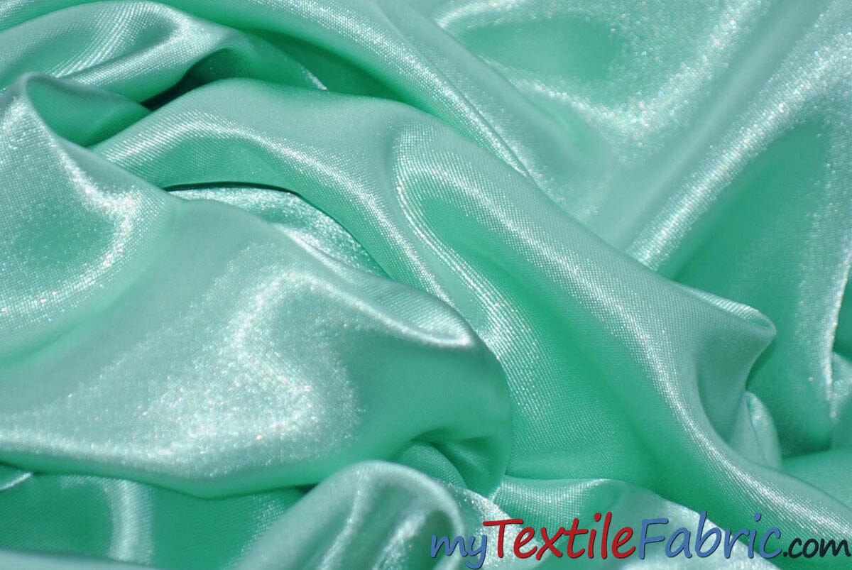Stretch Charmeuse Satin Fabric | Soft Silky Satin Fabric | 96% Polyester 4% Spandex | Multiple Colors | Continuous Yards | Fabric mytextilefabric Mint 