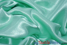 Load image into Gallery viewer, Stretch Charmeuse Satin Fabric | Soft Silky Satin Fabric | 96% Polyester 4% Spandex | Multiple Colors | Sample Swatch | Fabric mytextilefabric Mint 