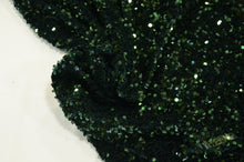 Load image into Gallery viewer, Sequins Stretch Velvet | Sequins on Plush Spandex Velvet | 60&quot; Wide | Multiple Colors | My Textile Fabric 3&quot;x3&quot; Sample Swatch Hunter Green 