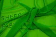 Load image into Gallery viewer, Silky Chiffon Fabric | Imitation Silk Chiffon | Super Soft &amp; Flowy | 43&quot; Wide | 100% Polyester Fabric mytextilefabric Sample Swatches Neon Green 