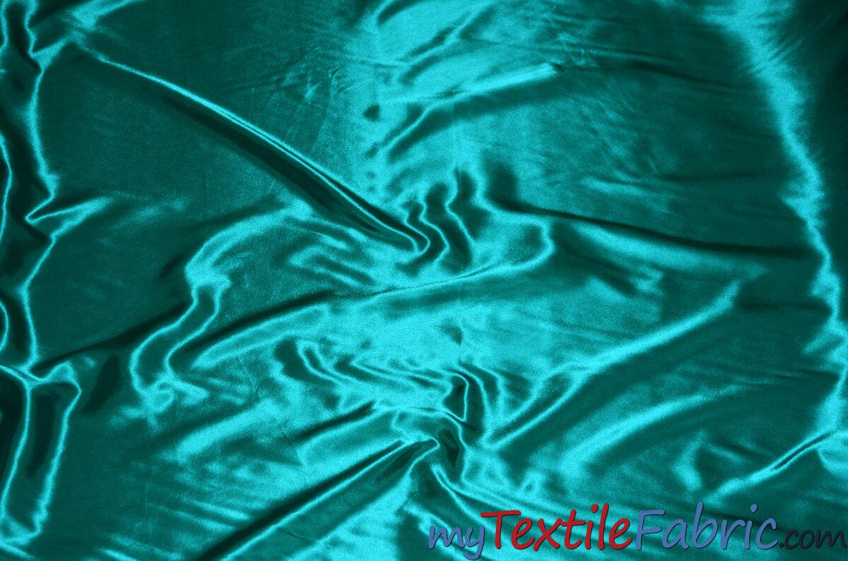 Stretch Charmeuse Satin Fabric | Soft Silky Satin Fabric | 96% Polyester 4% Spandex | Multiple Colors | Sample Swatch | Fabric mytextilefabric Dark Jade 