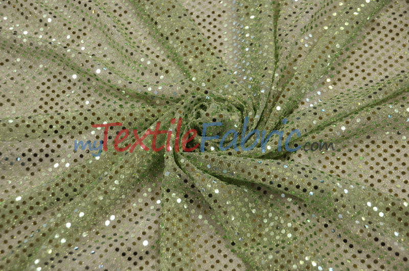 Small Confetti Dot Sequin Fabric / Neon Green / Sold By The Yard