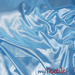 Load image into Gallery viewer, Stretch Charmeuse Satin Fabric | Soft Silky Satin Fabric | 96% Polyester 4% Spandex | Multiple Colors | Wholesale Bolt | Fabric mytextilefabric Baby Blue 
