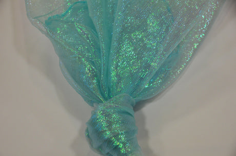 Crush Iridescent Organza Fabric | Crush Pearl Organza | 40" Wide | Crush Holographic Organza Fabric | Costume, Decoration, Apparel, Cosplay, Dance Wear Fabric mytextilefabric Yards Aqua 