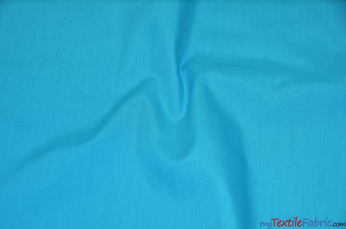 Polyester Cotton Broadcloth Fabric | 60" Wide | Solid Colors | Continuous Yards | Multiple Colors | Fabric mytextilefabric Yards Aqua 