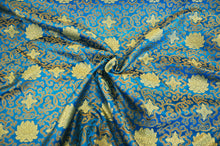 Load image into Gallery viewer, Oriental Medallion Brocade | Chinese Medallion Brocade | 48&quot; Wide | Fabric mytextilefabric Yards Turquoise 