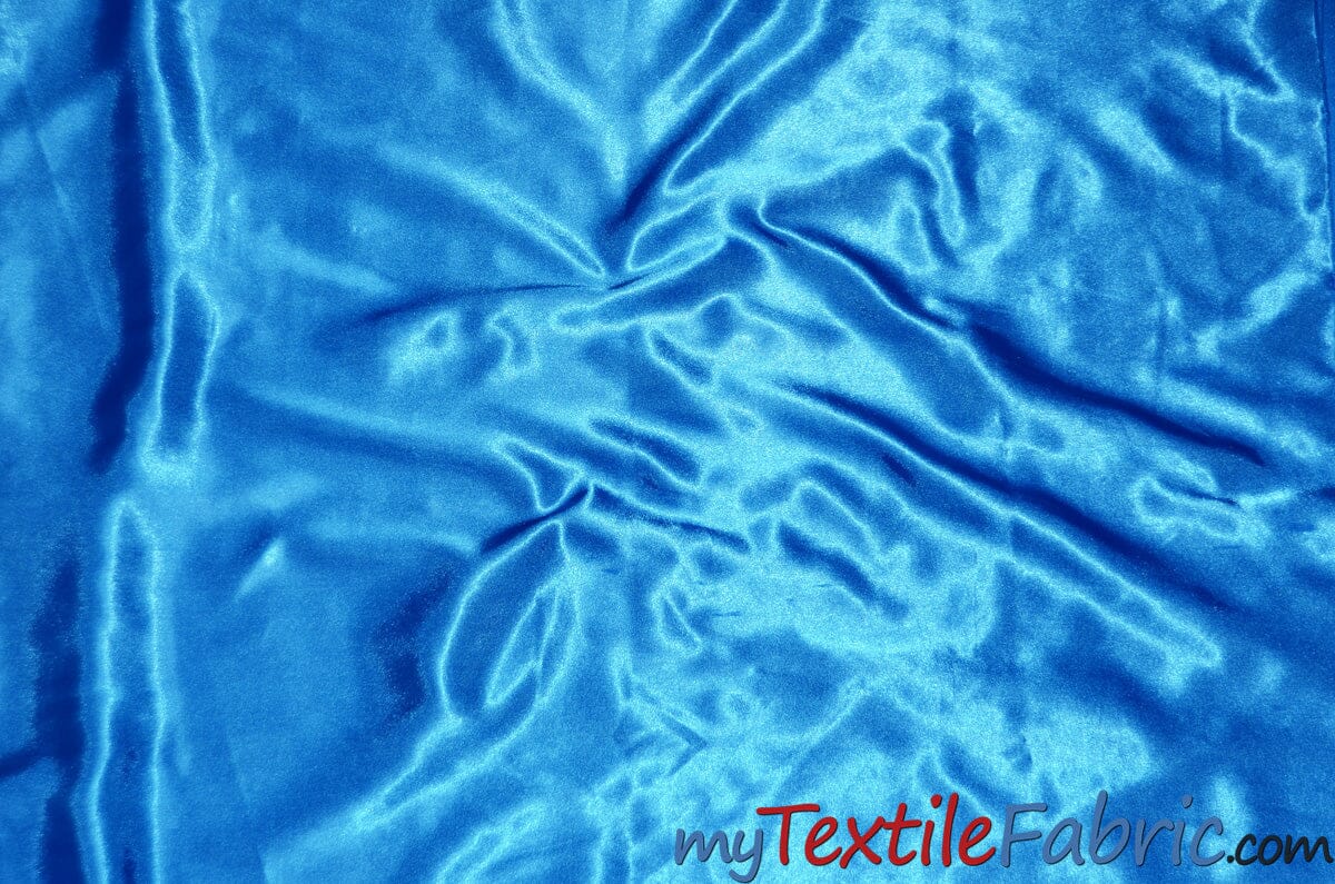 Stretch Charmeuse Satin Fabric | Soft Silky Satin Fabric | 96% Polyester 4% Spandex | Multiple Colors | Wholesale Bolt | Fabric mytextilefabric Turquoise 