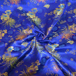 Load image into Gallery viewer, Oriental Floral Brocade | Chinese Flower Brocade | 45&quot; Wide | Chinese Brocade Fabric | Fabric mytextilefabric Yards Royal Blue 
