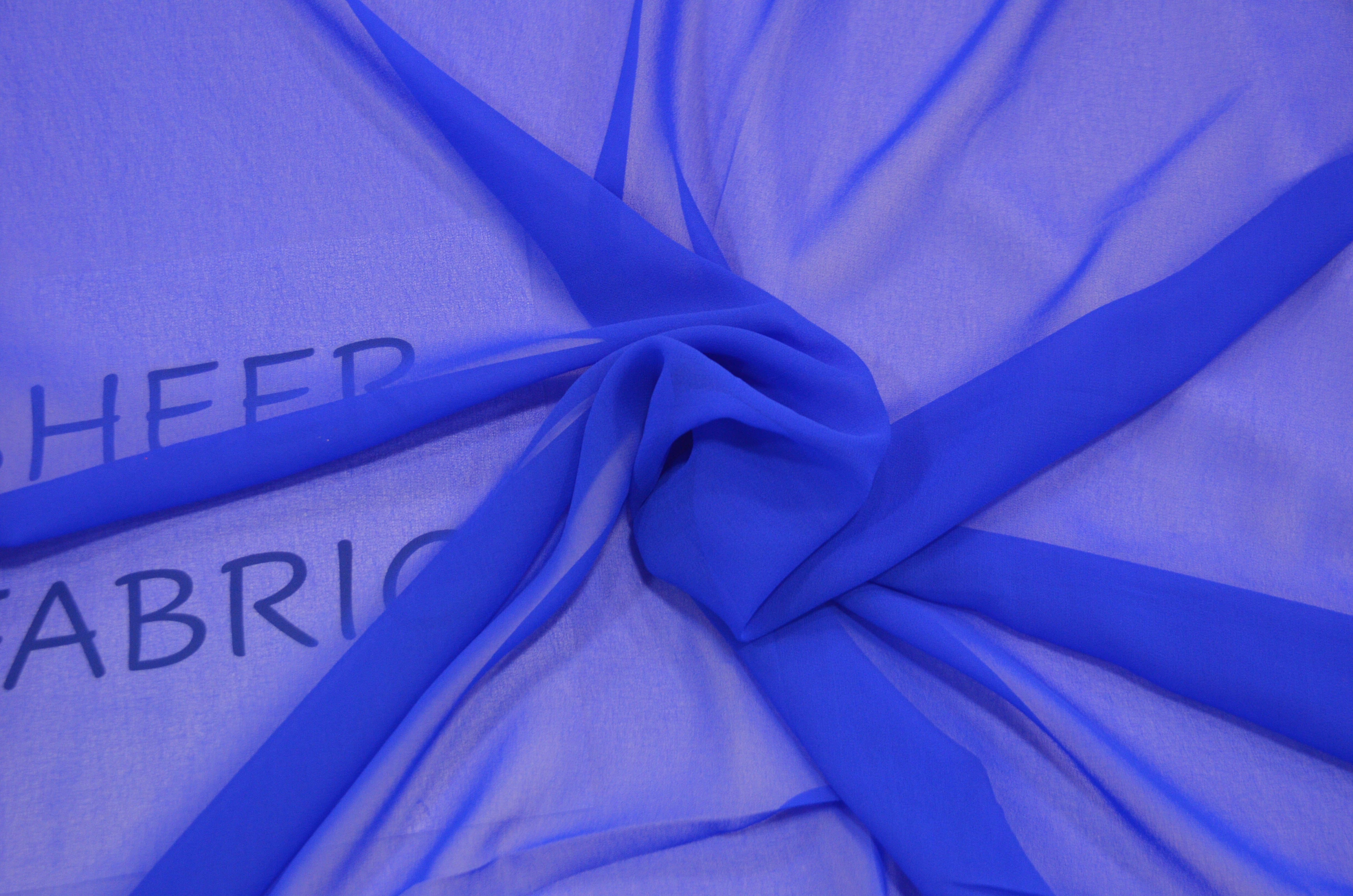 Silky Chiffon Fabric | Imitation Silk Chiffon | Super Soft & Flowy | 43" Wide | 100% Polyester Fabric mytextilefabric Sample Swatches Royal Blue 
