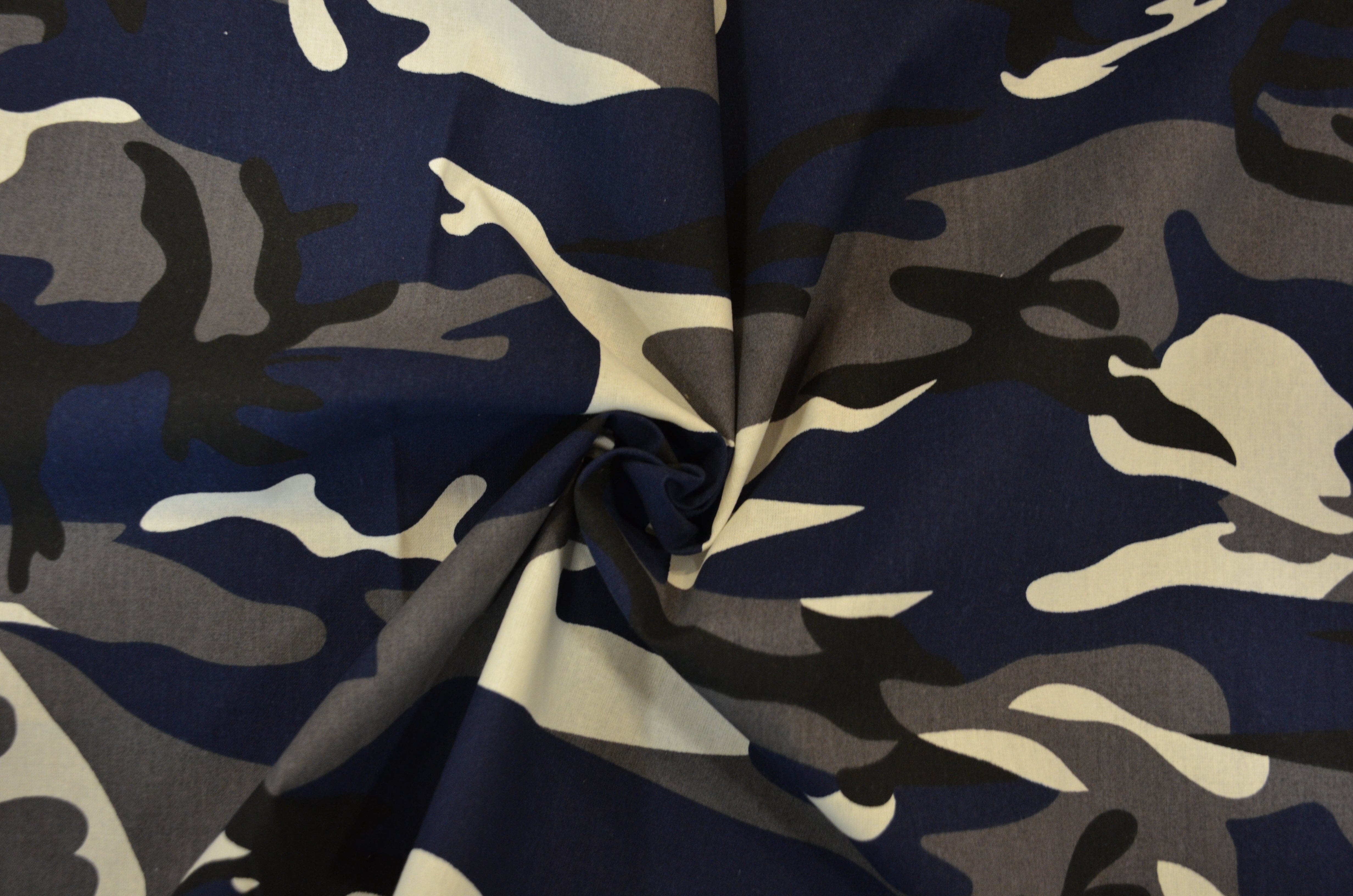 Navy Blue Camouflage Cotton Print | 100% Cotton Print | 60" Wide | Fabric mytextilefabric Yards 