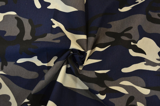 Navy Blue Camouflage Cotton Print | 100% Cotton Print | 60