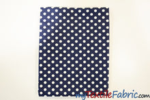 Load image into Gallery viewer, Navy White Polka Dot Cotton Print | 100% Cotton Print Fabric | 60&quot; Wide | Fabric mytextilefabric 