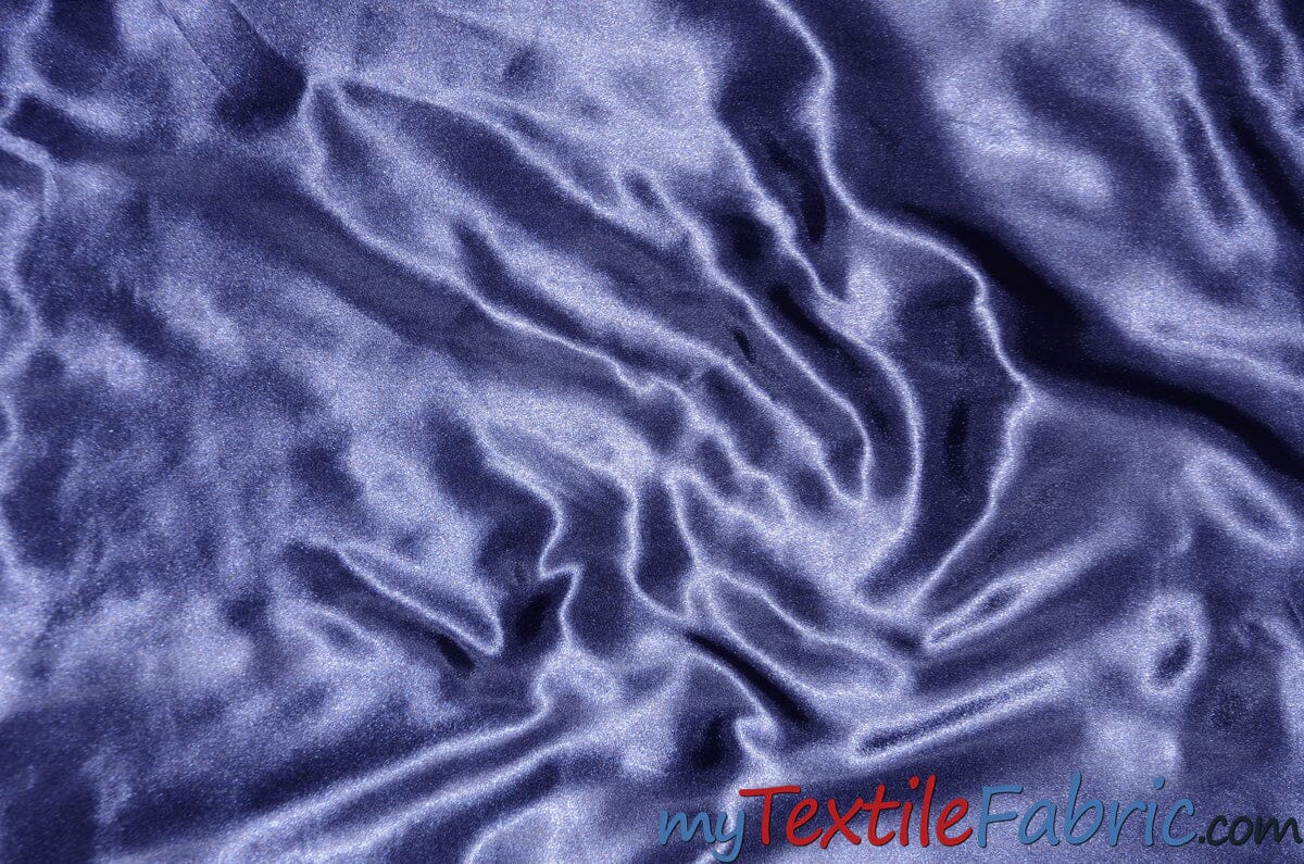 Stretch Charmeuse Satin Fabric | Soft Silky Satin Fabric | 96% Polyester 4% Spandex | Multiple Colors | Continuous Yards | Fabric mytextilefabric Navy Blue 