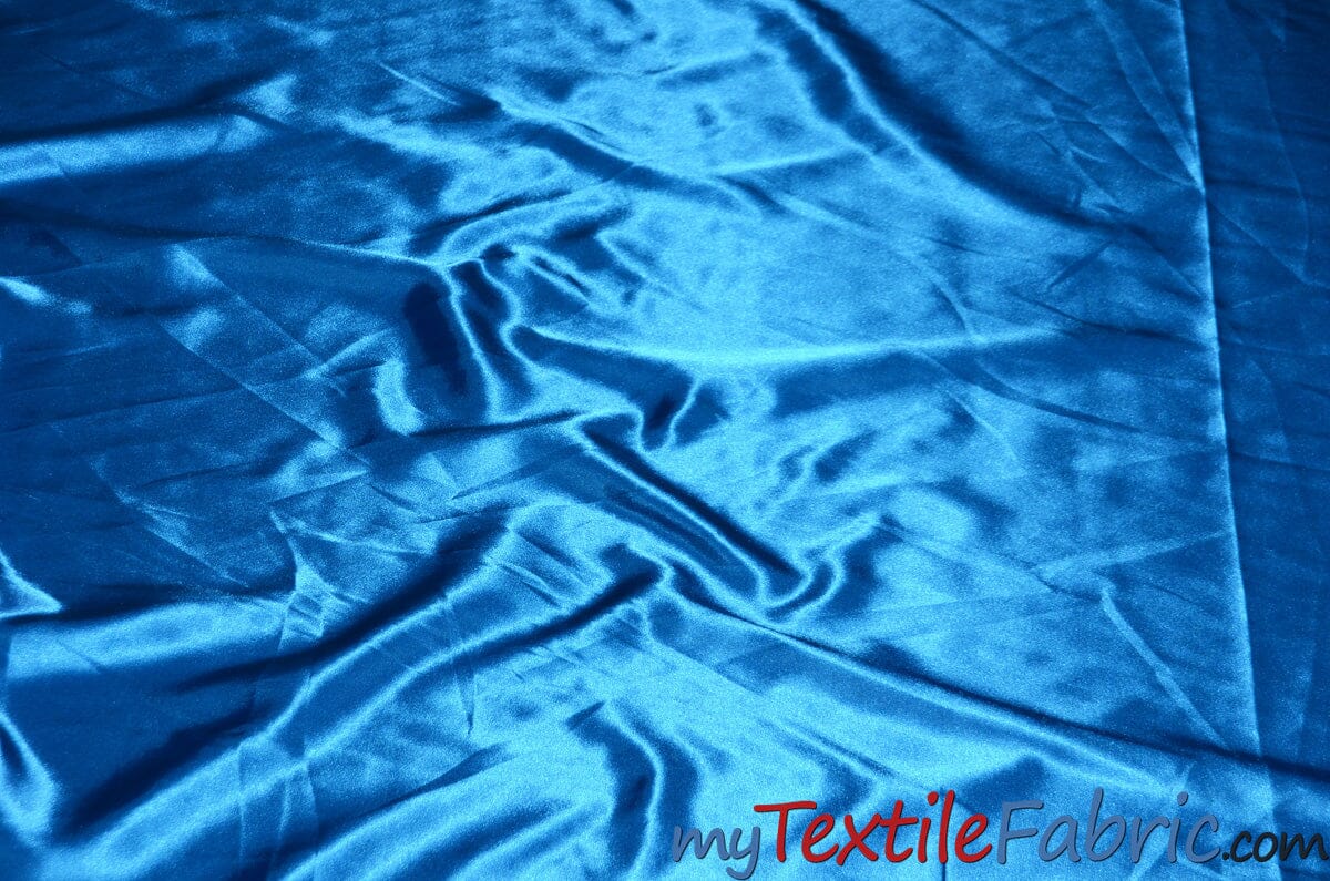 Stretch Charmeuse Satin Fabric | Soft Silky Satin Fabric | 96% Polyester 4% Spandex | Multiple Colors | Sample Swatch | Fabric mytextilefabric Chinese Turquoise 