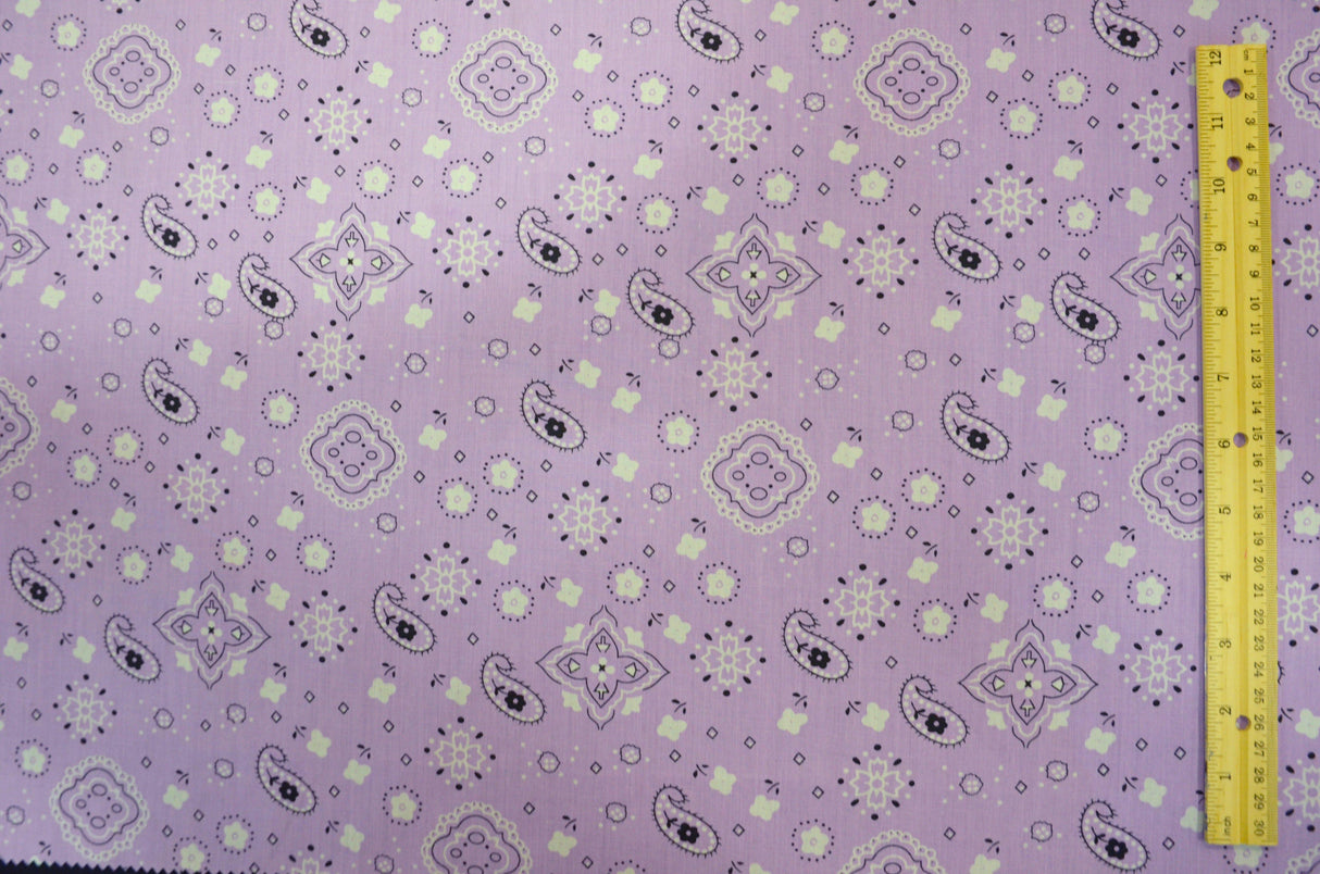 Bandana Cotton Print | Bandanna Fabric | 58/60" Wide | Multiple Colors | Fabric mytextilefabric Yards Lavender 