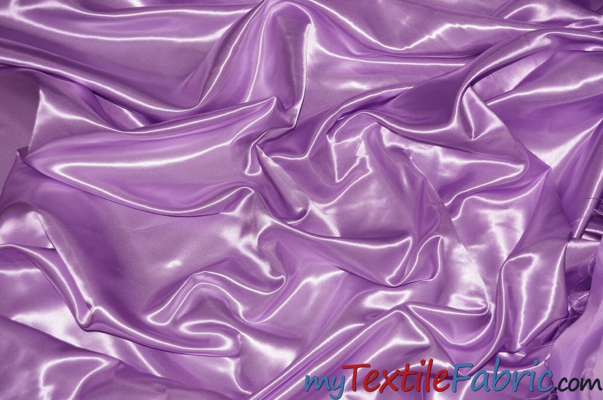 Stretch Charmeuse Satin Fabric | Soft Silky Satin Fabric | 96% Polyester 4% Spandex | Multiple Colors | Wholesale Bolt | Fabric mytextilefabric Lavender 