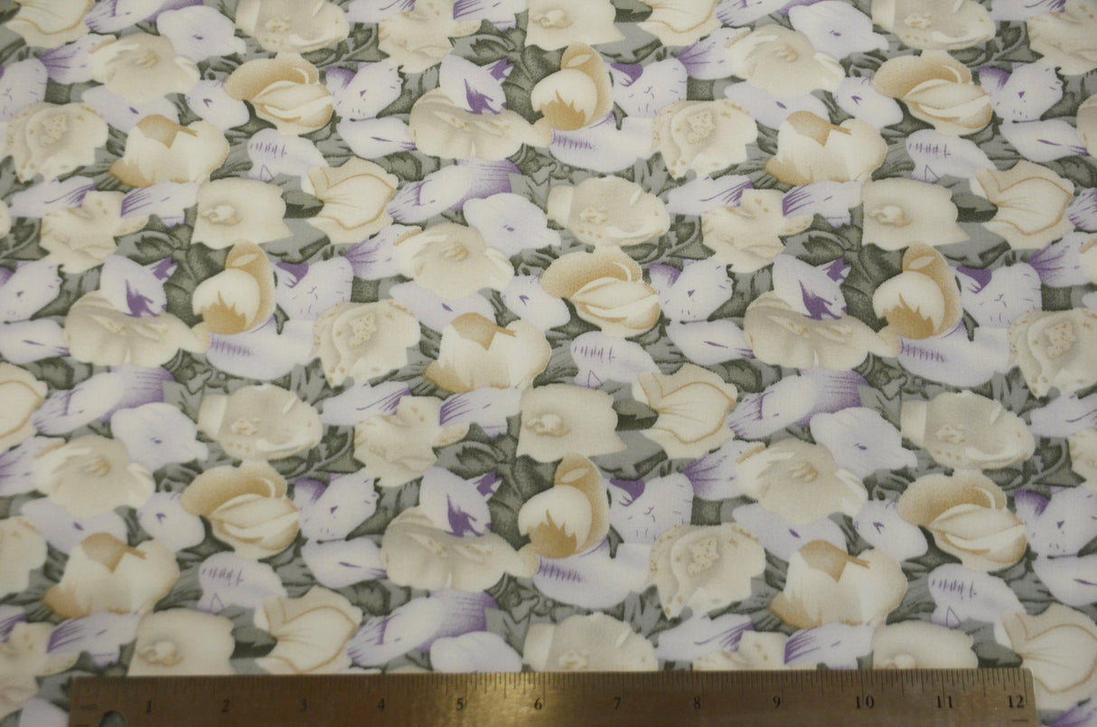 Spring Floral Rayon Challis Fabric by the Continuous Yard | 60" Wide | Flower Rayon Challis Fabric | Rayon Challis for Dresses and Skirts | Fabric mytextilefabric 3"x3" Sample Swatch Lilac 